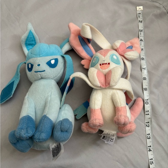 Pokémon Plush Glaceon Sylveon Tomy Lot Of 2 - Picture 3 of 5